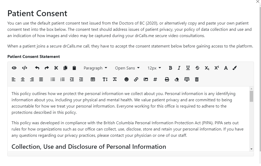 Patient Consent Screen