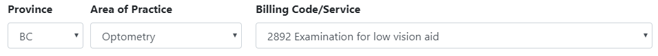 Billing Code Options