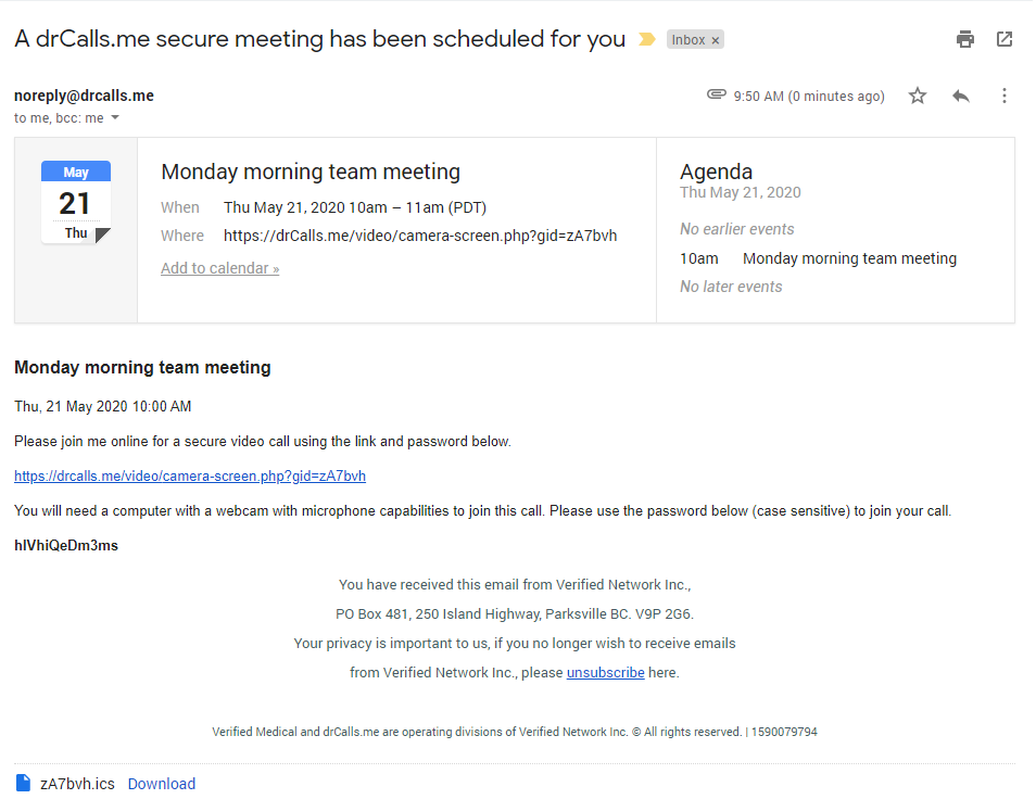 Email Meeting Invitation