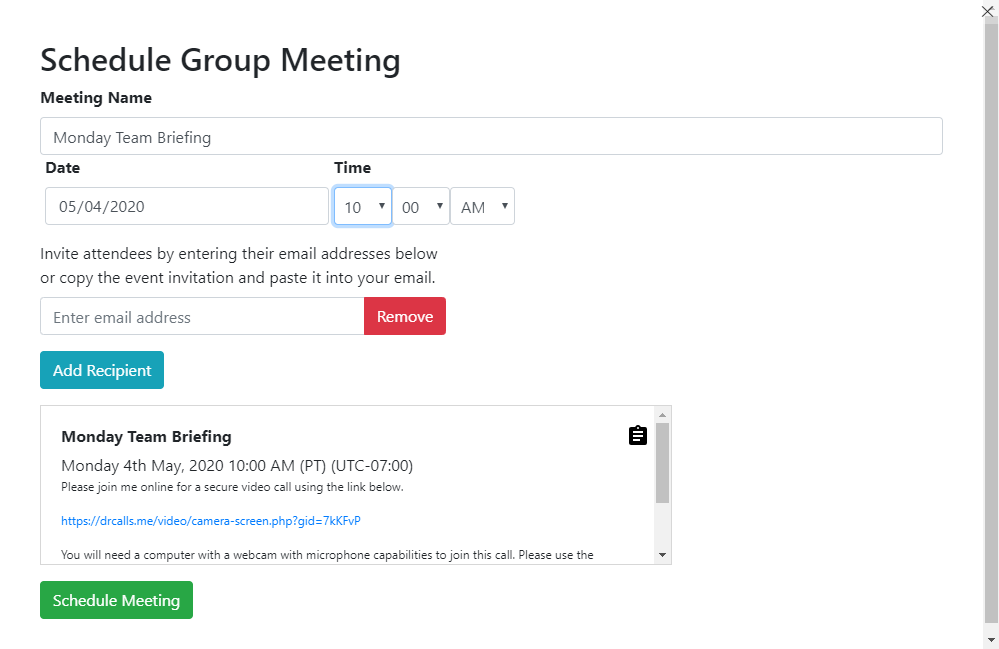 Schedule a Group meeting