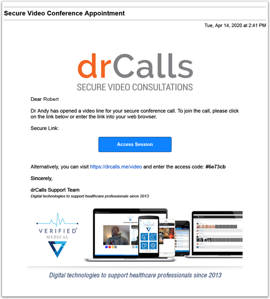 Reminder of your scheduled secure video call
