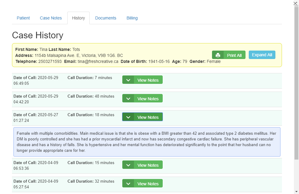 Review Case History