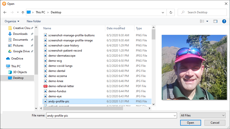 Select your profile image from your desktop computer